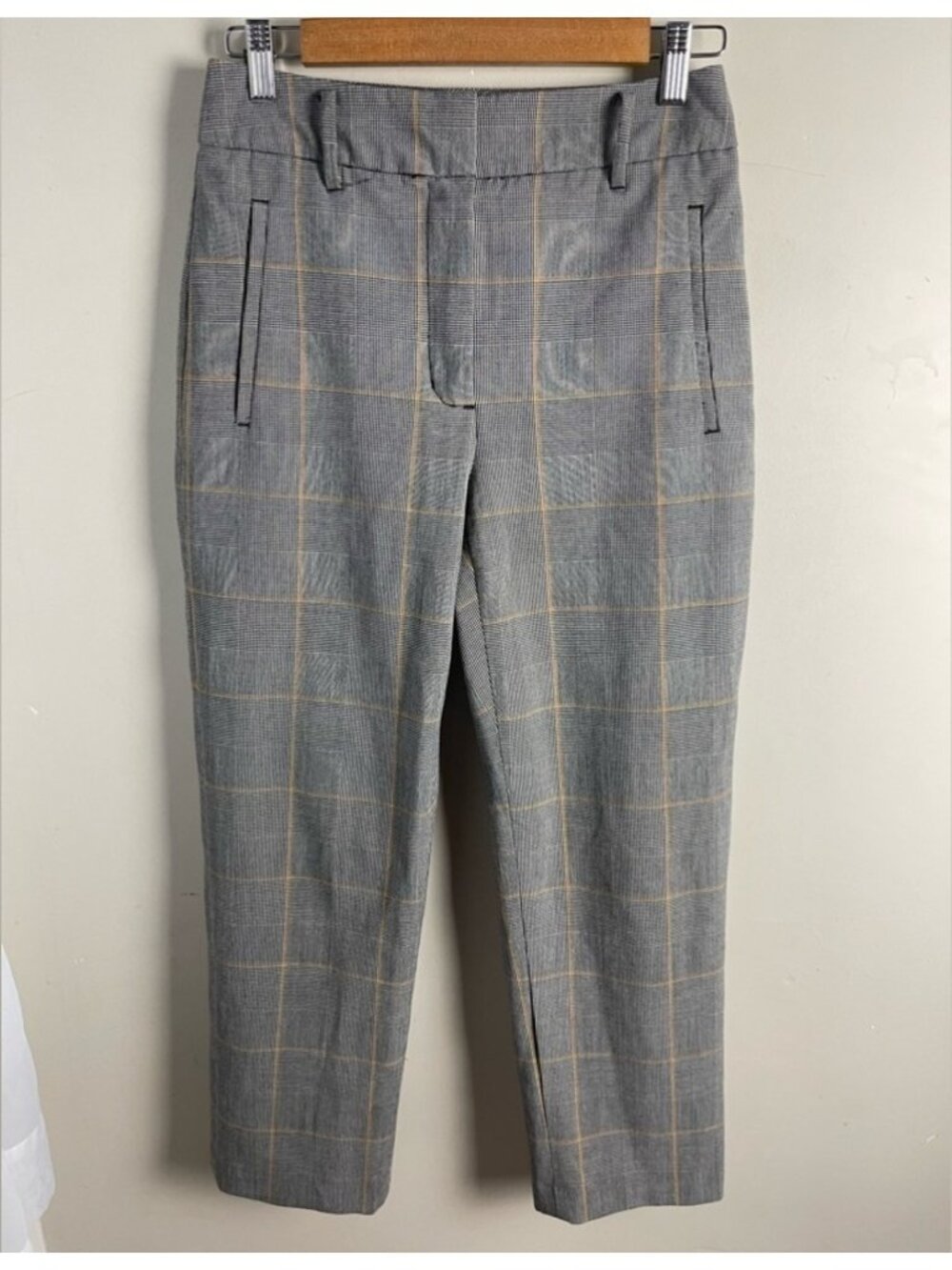 Aritzia Wilfred plaid high rise ankle Dark academia cropped trouser pants size 4